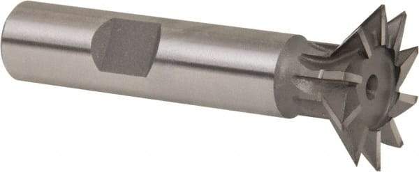 Whitney Tool Co. - 1" Diam x 1/4" Width of Cut, 45° Included Angle, Cobalt Dovetail Cutter - 1/2" Shank Diam, 2-1/2" Shank Length, 2-1/2" Overall Length, Weldon Flat, Uncoated - Exact Tool & Supply