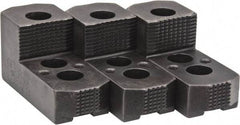 H & R Manufacturing - 12" Max Chuck Diam Compatibility, Case Hardened Steel 1.5mm x 60° Serrated Hard Lathe Top Jaws - 1 Step, 0.71" Groove Width, 2" Wide x 4-7/8" Long x 2-15/32" High - Exact Tool & Supply