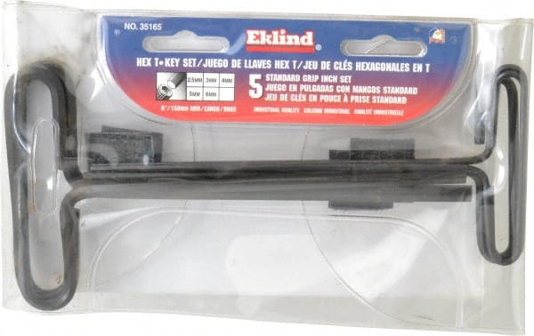 Eklind - 5 Piece T-Handle Hex Key Set - Exact Tool & Supply