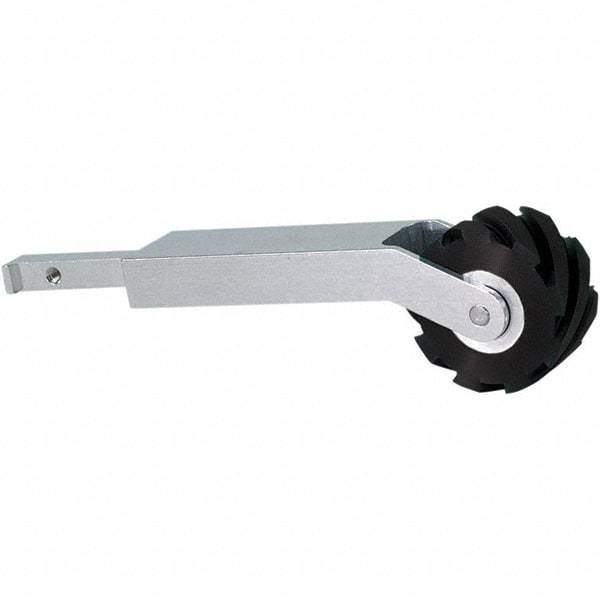 Dynabrade - 1" Wide Contact Arm - 24" Belt Length x 1" Belt Width, Serrated, Rubber, 70" Contact Wheel Diam - Exact Tool & Supply