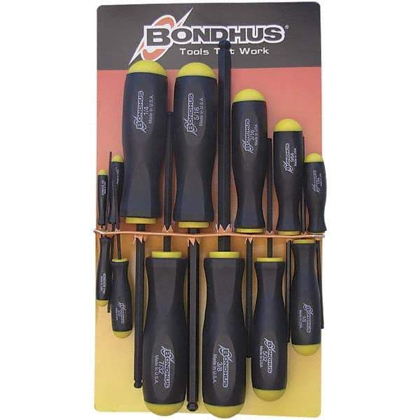 Bondhus - 13 Piece, 0.05 to 3/8" Ball End Hex Driver Set - Comes in Vinyl Pouch - Exact Tool & Supply