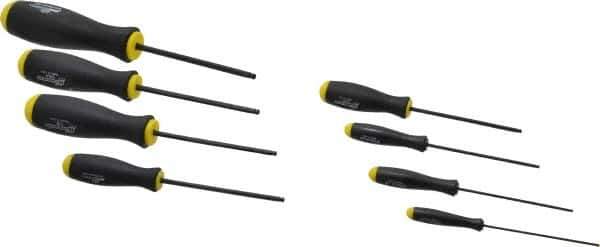 Bondhus - 8 Piece, 0.05 to 5/32" Ball End Hex Driver Set - Comes in Vinyl Pouch - Exact Tool & Supply