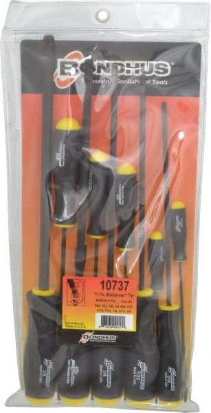 Bondhus - 11 Piece, 5/64 to 3/8" Ball End Hex Driver Set - Comes in Vinyl Pouch - Exact Tool & Supply