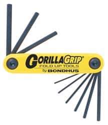 Bondhus - 9 Piece Fold-Up Hex Key Set - Hex Range 5/64 to 1/4" - Exact Tool & Supply