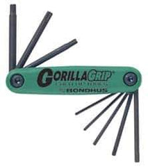 Bondhus - 8 Piece T9 to T40 Fold-Up Torx Key Set - T9, T10, T15, T20, T25, T27, T35, T40 Torx Size - Exact Tool & Supply