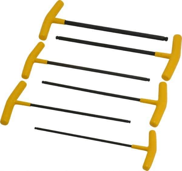 Bondhus - 6 Piece T-Handle Ball End Hex Key Set - Hex Range 5/32 to 3/8", Alloy Steel - Exact Tool & Supply