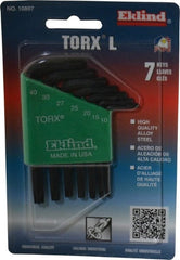 Eklind - 7 Piece T10 to T40 Chrome Nickel Alloy Steel L-Key Short Arm Torx Key Set - Exact Tool & Supply