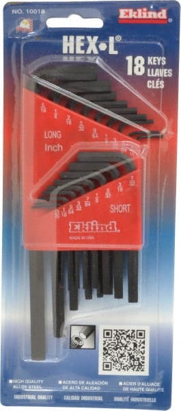 Eklind - 18 Piece L-Key Hex Key Set - Exact Tool & Supply