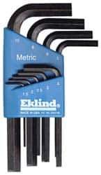 Eklind - 9 Piece L-Key Hex Key Set - Hex Range 1.5 to 10mm - Exact Tool & Supply