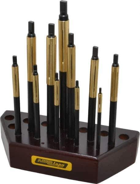 Made in USA - 11 Piece Barrel Lap Set - 3/16 to 1/2" Hole Diam - Exact Tool & Supply