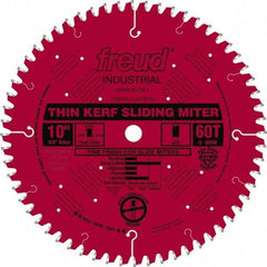 Freud - 10" Diam, 5/8" Arbor Hole Diam, 60 Tooth Wet & Dry Cut Saw Blade - Carbide-Tipped, Standard Round Arbor - Exact Tool & Supply
