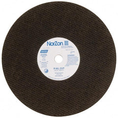 Norton - 14" 30 Grit Zirconia Alumina Cutoff Wheel - 1/8" Thick, 1" Arbor, 5,400 Max RPM, Use with Electric & Gas Powered Saws - Exact Tool & Supply