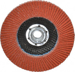 3M - 80 Grit, 4-1/2" Disc Diam, 5/8-11 Center Hole, Type 27 Ceramic Flap Disc - 13,300 Max RPM, Cloth Backing, Arbor Attaching System, Coated - Exact Tool & Supply