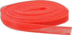 Huot - 50 Ft Long, Stretchable, Protection Mesh Sleeving - Red, 1-1/2" OD - Exact Tool & Supply