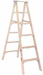 Made in USA - 8 Ft. High, Type IA Rating, Wood Step Ladder - Exact Tool & Supply
