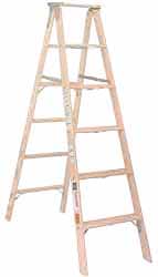 Made in USA - 8 Ft. High, Type I Rating, Wood Step Ladder - Exact Tool & Supply