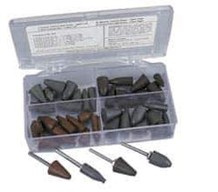 Cratex - 44 Piece Rubber Point & Mandrel Set - Includes 40 Points & 4 Mandrels - Exact Tool & Supply