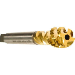 Emuge - 3/4-16 UNF 5 Flute 2B Modified Bottoming Spiral Flute Tap - Cobalt, TiN Finish, 4.331" OAL, Right Hand Flute, Right Hand Thread, Series Enorm - Exact Tool & Supply
