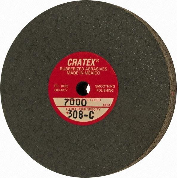 Cratex - 3" Diam x 1/4" Hole x 1/2" Thick, Surface Grinding Wheel - Silicon Carbide, Coarse Grade, 7,000 Max RPM, Rubber Bond, No Recess - Exact Tool & Supply
