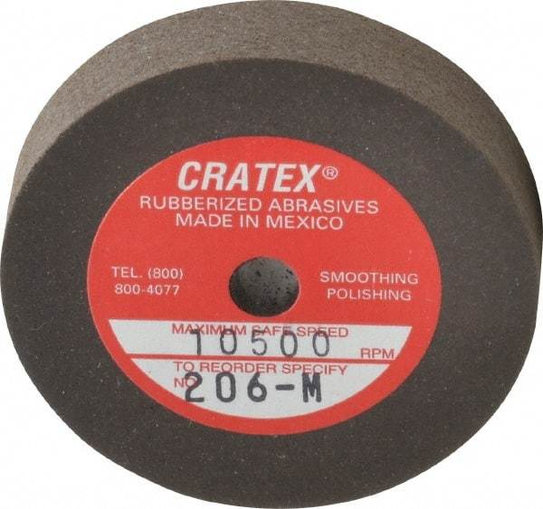 Cratex - 2" Diam x 1/4" Hole x 3/8" Thick, Surface Grinding Wheel - Silicon Carbide, Medium Grade, 10,500 Max RPM, Rubber Bond, No Recess - Exact Tool & Supply