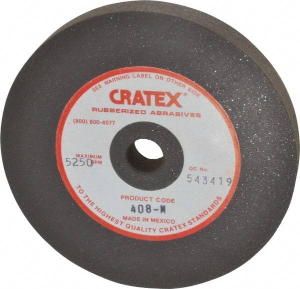 Cratex - 4" Diam x 1/2" Hole x 1/2" Thick, Surface Grinding Wheel - Silicon Carbide, Medium Grade, 5,250 Max RPM, Rubber Bond, No Recess - Exact Tool & Supply
