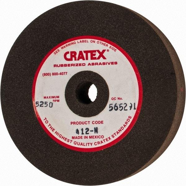 Cratex - 4" Diam x 1/2" Hole x 3/4" Thick, Surface Grinding Wheel - Silicon Carbide, Medium Grade, 5,250 Max RPM, Rubber Bond, No Recess - Exact Tool & Supply