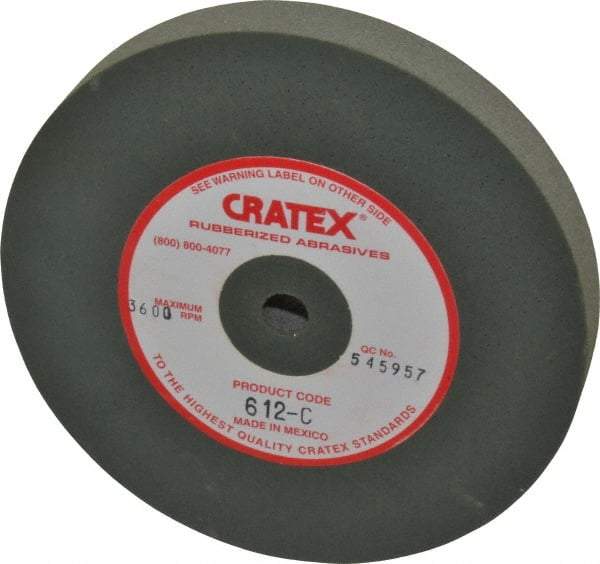 Cratex - 6" Diam x 1/2" Hole x 3/4" Thick, Surface Grinding Wheel - Silicon Carbide, Coarse Grade, 3,600 Max RPM, Rubber Bond, No Recess - Exact Tool & Supply