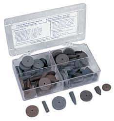 Cratex - 76 Piece Rubber Abrasive Point Set - Includes 8 Tapered Edge Wheels, 24 Straight Wheels, 16 Cylinder Points, 24 Bullet Points, 2 Wheel Mandrels & 2 Point Mandrels - Exact Tool & Supply
