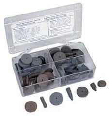 Cratex - 76 Piece Rubber Abrasive Point Set - Includes 8 Tapered Edge Wheels, 24 Straight Wheels, 16 Cylinder Points, 24 Bullet Points, 2 Wheel Mandrels & 2 Point Mandrels - Exact Tool & Supply