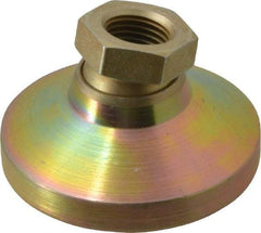 Vlier - 5000 Lb Capacity, 1/2-20 Thread, 1-1/8" OAL, Steel Stud, Tapped Pivotal Socket Mount Leveling Pad - 1-7/8" Base Diam, Steel Pad, 3/4" Hex - Exact Tool & Supply