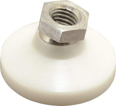 Vlier - 700 Lb Capacity, 1/2-13 Thread, 1-1/8" OAL, Stainless Steel Stud, Tapped Pivotal Socket Mount Leveling Pad - 1-7/8" Base Diam, Delrin Pad, 3/4" Hex - Exact Tool & Supply