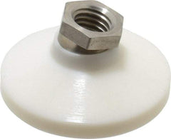 Vlier - 1200 Lb Capacity, 5/8-11 Thread, 1-1/4" OAL, Stainless Steel Stud, Tapped Pivotal Socket Mount Leveling Pad - 2-1/2" Base Diam, Delrin Pad, 7/8" Hex - Exact Tool & Supply