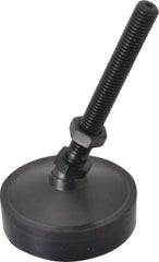 Vlier - 800 Lb Capacity, 1/2-13 Thread, 5-5/8" OAL, Steel Stud, Studded Pivotal Socket Mount Leveling Pad & Mount - 4" Stud Length, 3" Base Diam, Neoprene Pad, 3/4" Hex - Exact Tool & Supply