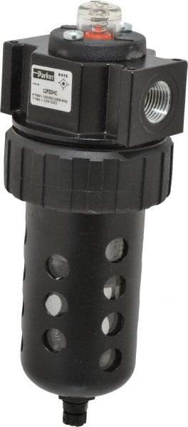 Parker - 1/2" Port, 135 CFM Coalescing Filter - Polycarbonate Bowl, Manual Drain, Modular Connection, 150 Max psi - Exact Tool & Supply