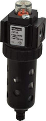 Parker - 1/4" Port, 34 CFM Coalescing Filter - Polycarbonate Bowl, Manual Drain, Modular Connection, 150 Max psi - Exact Tool & Supply