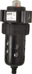 Parker - 1/4" Port, 46 CFM Coalescing Filter - Polycarbonate Bowl, Manual Drain, Modular Connection, 150 Max psi - Exact Tool & Supply