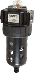 Parker - 1/2" Port, 46 CFM Coalescing Filter - Polycarbonate Bowl, Manual Drain, Modular Connection, 150 Max psi - Exact Tool & Supply