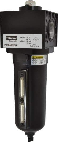 Parker - 1" Port Coalescing Filter - Aluminum Bowl, Manual Drain, 250 Max psi, 3.62" Long x 11.9" High - Exact Tool & Supply