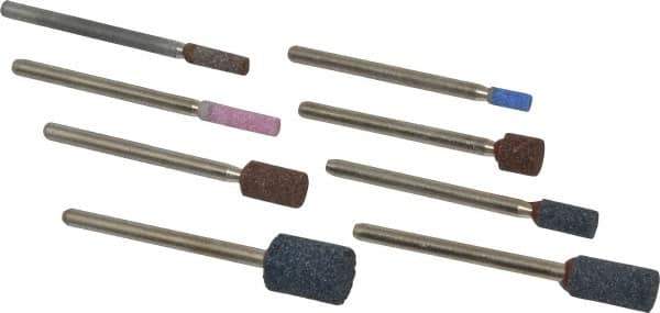 Grier Abrasives - 8 Piece Aluminum Oxide Vitrified Mounted Stone Abrasive Point Set - Includes Shapes W144, W145, W146, W153, W160, W162, W163 & W176 - Exact Tool & Supply