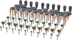 Grier Abrasives - 100 Piece Aluminum Oxide Vitrified Mounted Stone Abrasive Point Set - Assorted Shapes - Exact Tool & Supply
