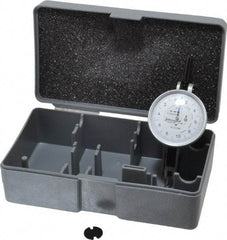 INTERAPID - 0.4 mm Range, 0.002 mm Dial Graduation, Horizontal Dial Test Indicator - 1-1/2 Inch White Dial, 0-10-0 Dial Reading - Exact Tool & Supply
