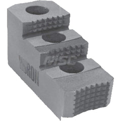 Huron Machine Products - Hard Lathe Chuck Jaws; Jaw Type: Top Jaws ; Jaw Interface Type: 1.5mm x 60 Serrated ; Maximum Compatible Chuck Diameter (Inch): 15 ; Number of Steps: 2 ; Material: Case Hardened 1018 ; Overall Width/Diameter (Inch): 2-1/2 - Exact Tool & Supply