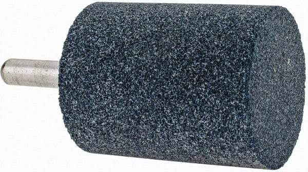 Grier Abrasives - 2" Head Diam x 2-1/2" Thickness, W245, Cylinder End, Aluminum Oxide Mounted Point - Blue, Medium Grade, 60 Grit, 19,860 RPM - Exact Tool & Supply