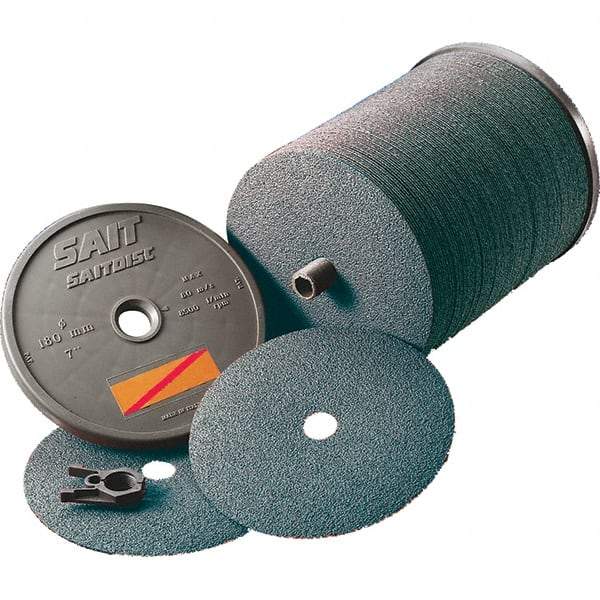 Sait - 5" Diam 7/8" Hole 80 Grit Fiber Disc - Zirconia Alumina, 10,000 Max RPM - Exact Tool & Supply