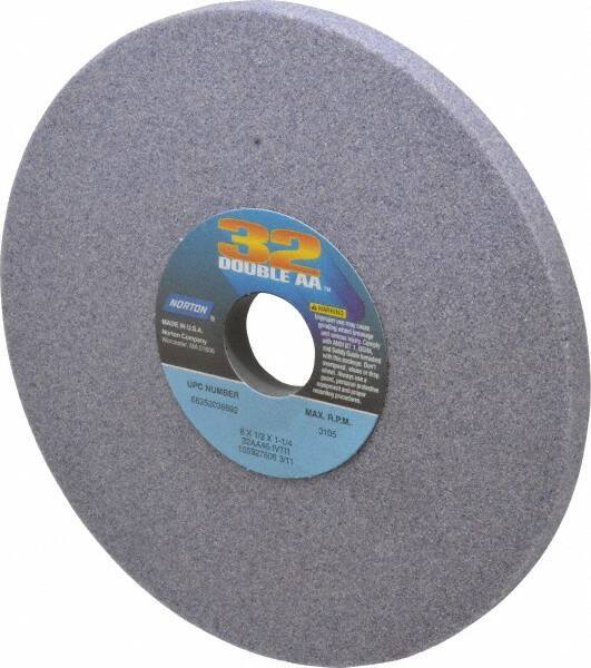 Norton - 8" Diam x 1-1/4" Hole x 1/2" Thick, I Hardness, 46 Grit Surface Grinding Wheel - Aluminum Oxide, Type 1, Coarse Grade, 3,105 Max RPM, Vitrified Bond, No Recess - Exact Tool & Supply
