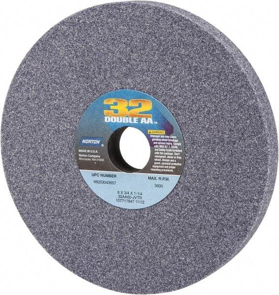 Norton - 8" Diam x 1-1/4" Hole x 3/4" Thick, J Hardness, 60 Grit Surface Grinding Wheel - Aluminum Oxide, Type 1, Medium Grade, 3,600 Max RPM, Vitrified Bond, No Recess - Exact Tool & Supply