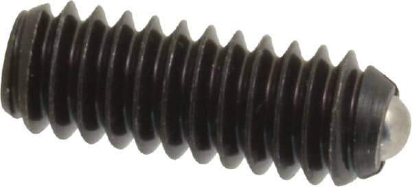 Vlier - 1/4-20, 0.125" Ball Diam, 0.675" Body Length, 0.035" Max Ball Reach, Threaded Ball Plunger - Steel Body, Stainless Steel Ball, 3 Lb Initial End Force, 7 Lb Final End Force - Exact Tool & Supply