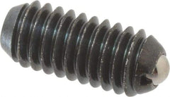 Vlier - 5/16-18, 0.156" Ball Diam, 0.72" Body Length, 0.04" Max Ball Reach, Threaded Ball Plunger - Steel Body, Stainless Steel Ball, 4 Lb Initial End Force, 9 Lb Final End Force - Exact Tool & Supply
