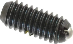 Vlier - 5/16-18, 0.156" Ball Diam, 0.72" Body Length, 0.04" Max Ball Reach, Threaded Ball Plunger - Steel Body, Stainless Steel Ball, 4 Lb Initial End Force, 9 Lb Final End Force, Locking Element - Exact Tool & Supply