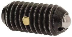Vlier - 3/8-16, 0.188" Ball Diam, 0.8" Body Length, 0.048" Max Ball Reach, Threaded Ball Plunger - Steel Body, Stainless Steel Ball, 5 Lb Initial End Force, 10 Lb Final End Force, Locking Element - Exact Tool & Supply